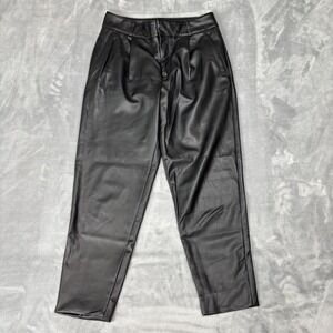 Banana Republic Faux Leather Pleated High Waisted Trousers Black Women's Size 4